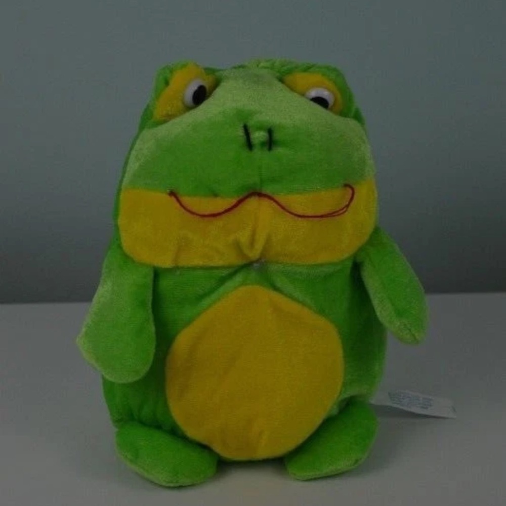 BJ Toy Co Frog Plush Stuffed Animal Toy Green Yellow 8" Tall